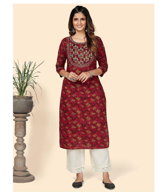 Vbuyz Red Cotton Straight Kurti - Single - XL