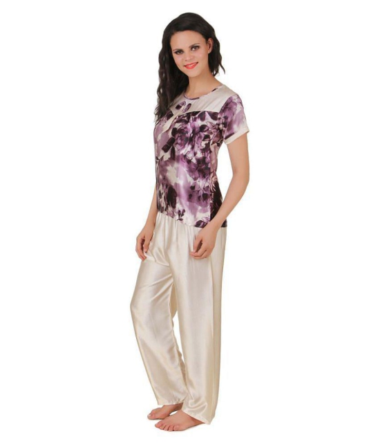 Fasense Satin Nightsuit Sets - Purple - L