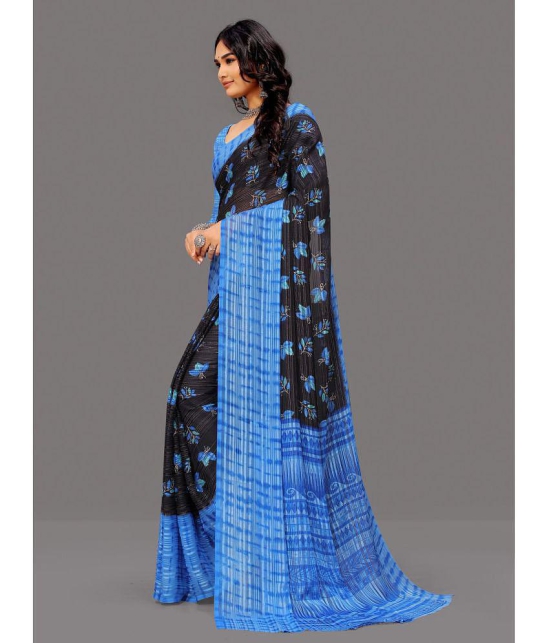 Sitanjali - Blue Georgette Saree With Blouse Piece ( Pack of 1 ) - Blue