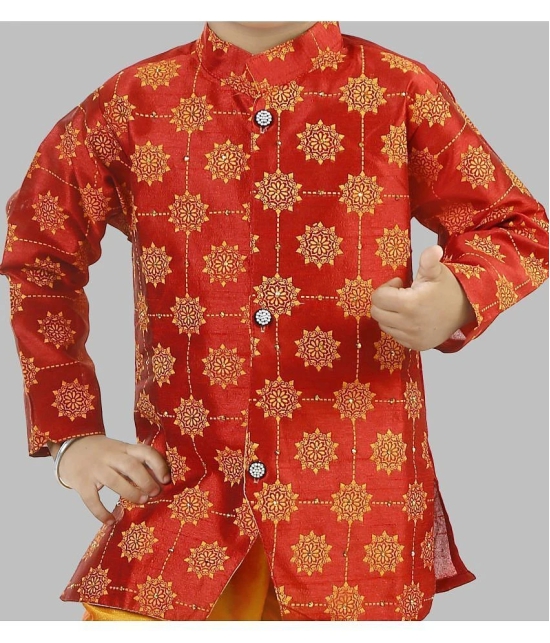 Pichkari Pack of 1 Boys Silk Kurta Sets ( Maroon ) - None