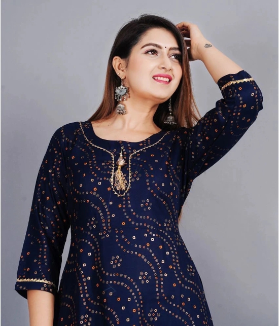 Smien - Blue Rayon Womens Anarkali Kurti ( Pack of 1 ) - None