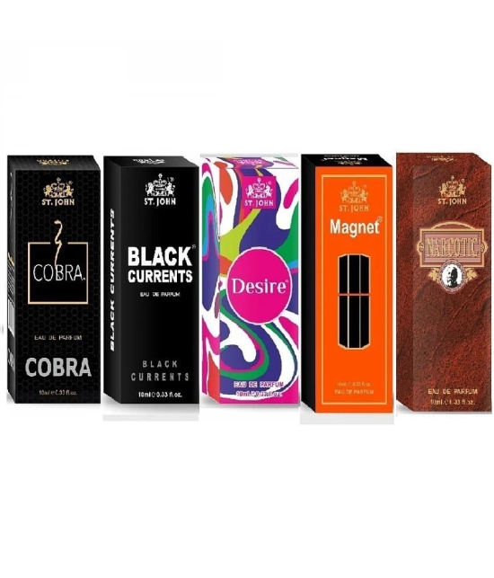 ST.JOHN Cobra BlackCurent,Cobra,Esence,Narcotic Desire Pocket Perfume for Men 10 ml ( Pack of 5 )