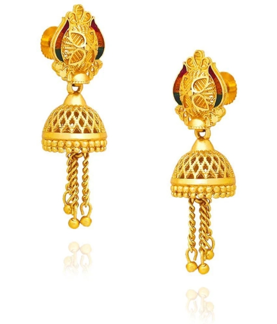 LUV FASHION Golden Jhumki Earrings ( Pack of 1 ) - Golden