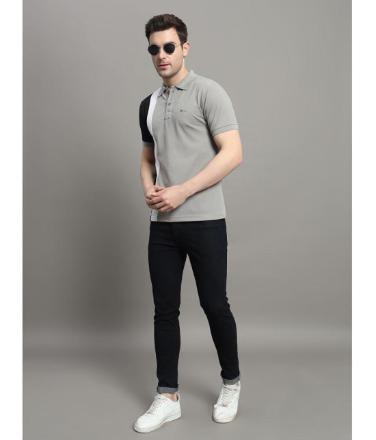 MXN Cotton Blend Regular Fit Colorblock Half Sleeves Mens Polo T Shirt - Grey ( Pack of 1 ) - None