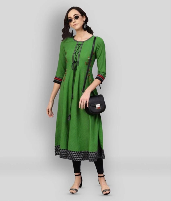 Yash Gallery - Green Cotton Womens Flared Kurti ( Pack of 1 ) - 5XL