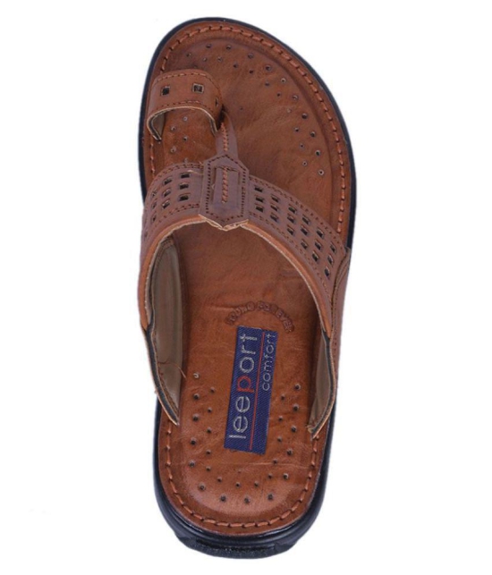 Leeport - Tan Mens Leather Slipper - 10