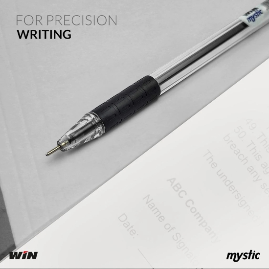 Win Mystic 20Pcs Black Pens | Comfortable Grip | Smooth Ink Flow | 0.7mm Tip for Precision Writing | Ideal for School, Office & Business Use | Ball Pens Set