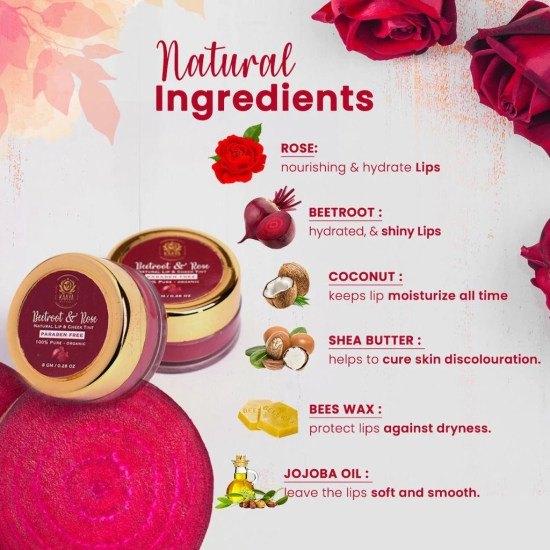 Kaaya Natural Beetroot & Rose Lip Cheek Tint