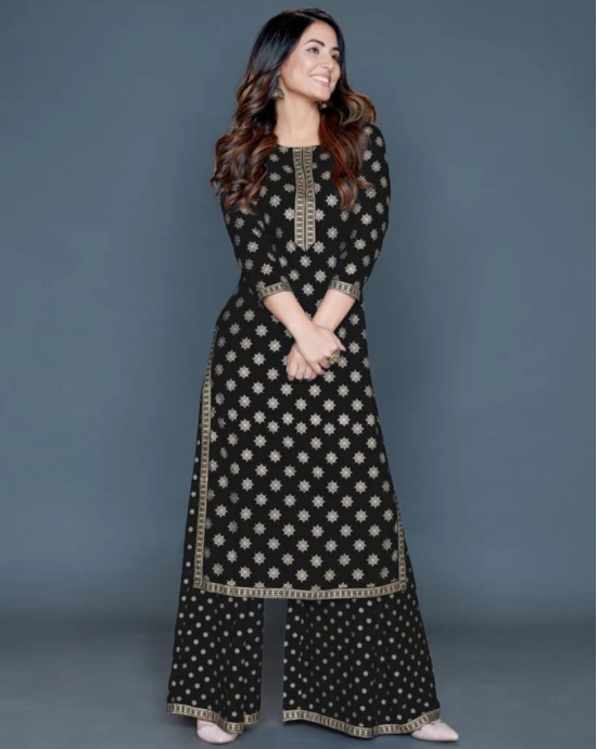 Solace Fab Elegant Rayon Kurta Palazzo Set (Black)