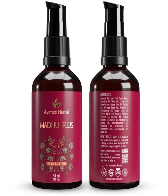 Avimee Herbal Madhu Plus Hair Serum With SPF 15 | For Frizz Free & Silky Smooth Hair | 50 ml