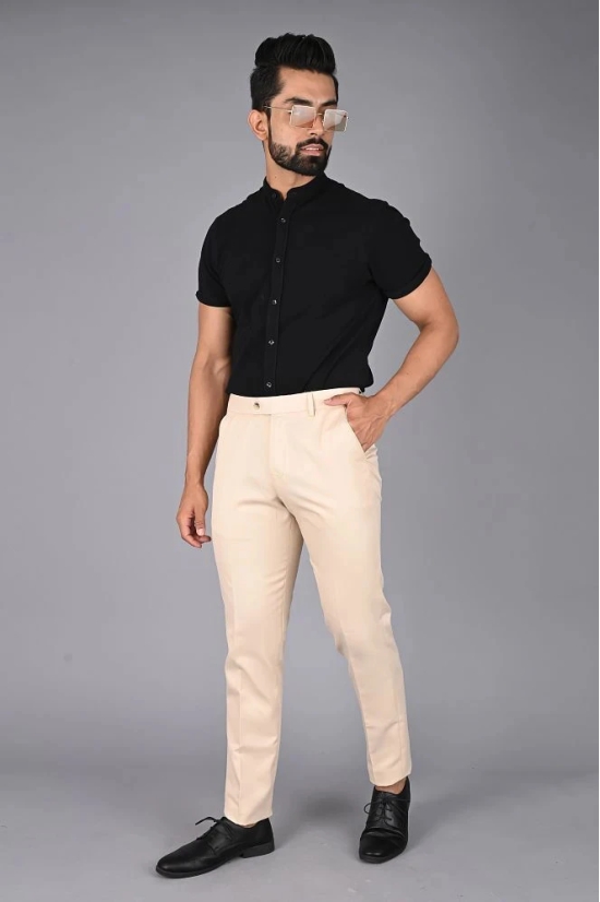 MANCREW - Beige Viscose Slim - Fit Mens Formal Pants ( Pack of 1 ) - None