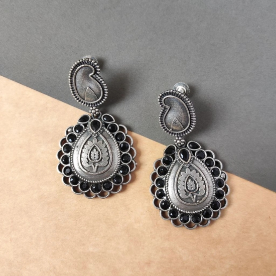 Trendy Silver Look Alike Oxidised Dangler Earrings For Women And Girl For Festive Season Diwali