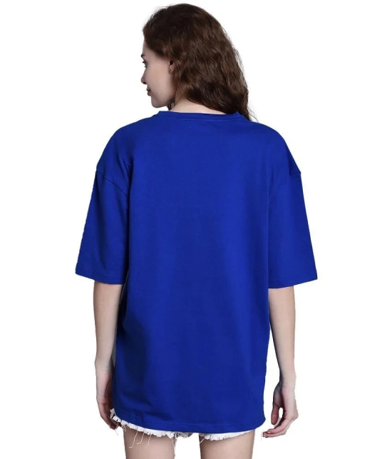 Leotude Blue Cotton Blend Oversized Womens T-Shirt ( Pack of 1 ) - None