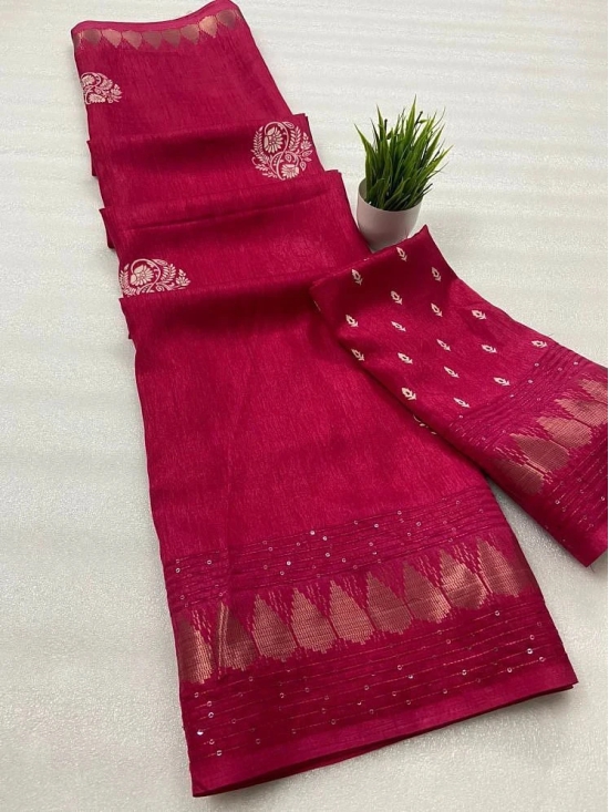 Bhuwal Fashion Art Silk Embellished Saree With Blouse Piece - Pink ( Pack of 1 ) - Pink