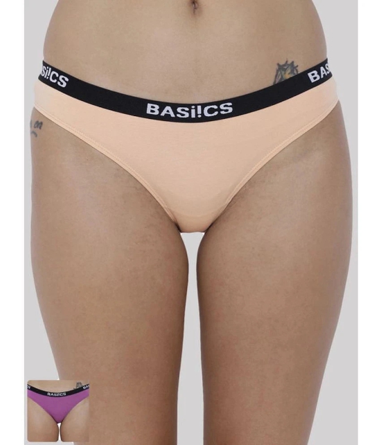 BASIICS By La Intimo - Multicolor BCPBR080B Cotton Lycra Solid Womens Bikini ( Pack of 2 ) - None