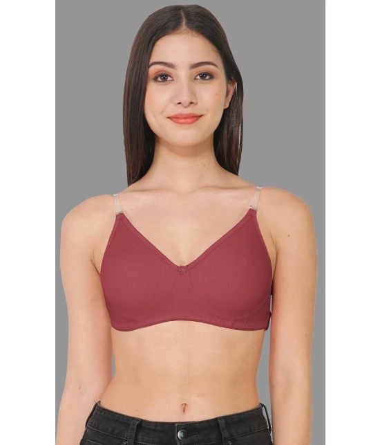 Madam - Burgundy Cotton Blend Lightly Padded Womens Everyday Bra ( Pack of 1 ) - None