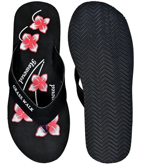 GRASS WALK - Black Womens Thong Flip Flop - None