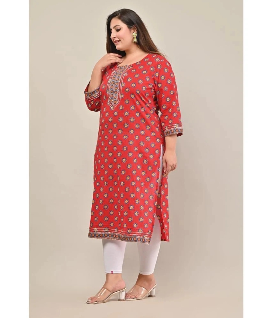 Swasti - Red 100% Cotton Womens Straight Kurti ( Pack of 1 ) - None