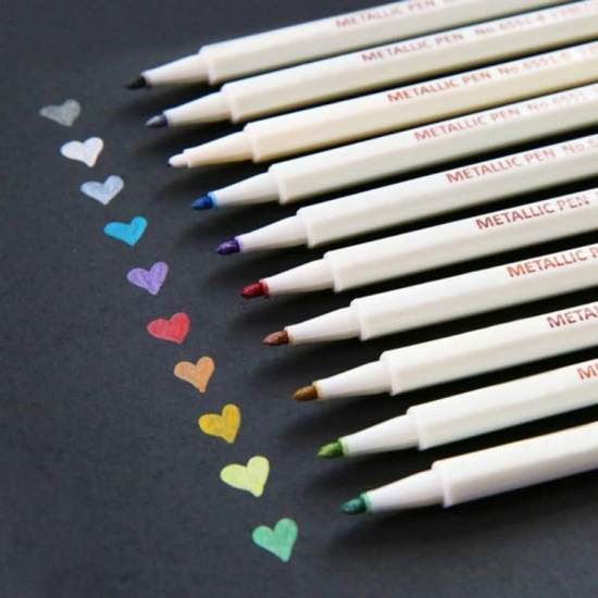 Pastel Premium Metallic Color Pen  - Illuminate Your Art with Subtle Shimmer-White