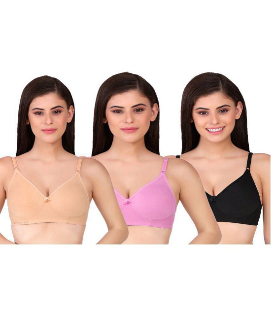 Tkeshto Cotton Everyday Bra - Multi Color Pack of 3 - 36