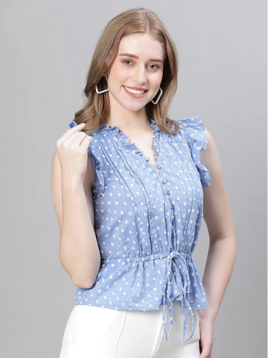 Oxolloxo Self Design Ruffles Cinched Waist Organic Cotton Top