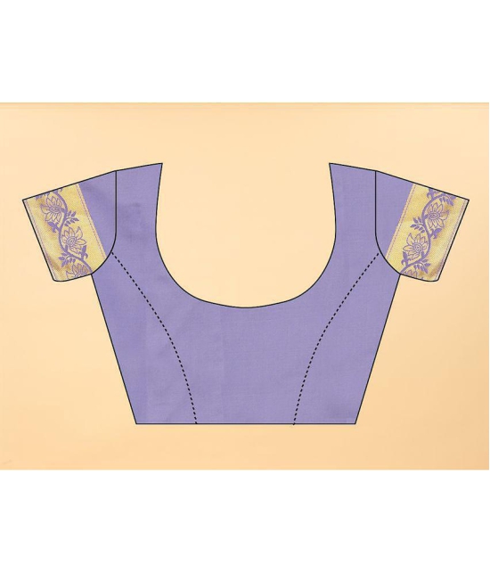 Gazal Fashions - Lavender Banarasi Silk Saree With Blouse Piece ( Pack of 1 ) - Lavender