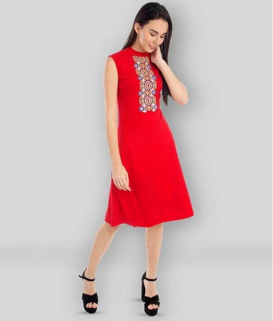 Addyvero - Red Cotton Blend Womens Fit & Flare Dress ( Pack of 1 ) - None