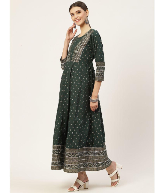 Kbz - Green Cotton Women's Flared Kurti with Dupatta ( Pack of 1 ) - None