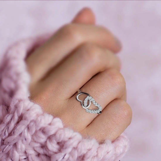 Silver Linked Heart Ring