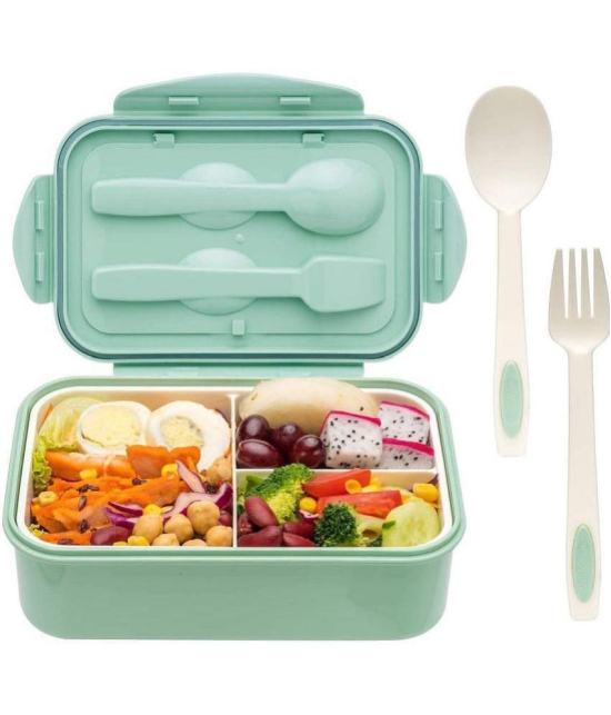 SHARUJA - 3 Compartment Lunch Box Polypropylene School Lunch Boxes 1 Container ( Pack of 1 )