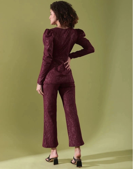 Selvia Maroon Printed Pant Top Set - None