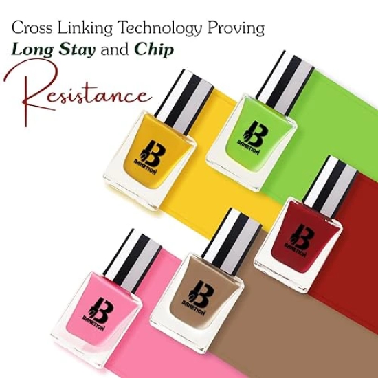 BANETION Nail Polish Combo Pack of 4 |Long Lasting Stay Non UV - Gel Finish Chip Resistant | Seaweed Enriched Formula| Cruelty and Toxic Free| 9ml