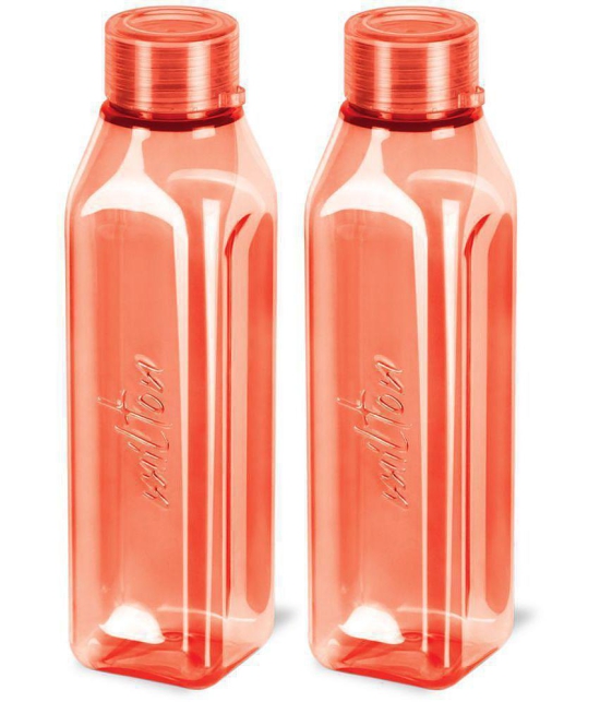 Milton Prime 1000 Pet Water Bottle, Set of 2, 1 Litre Each, Red - Red