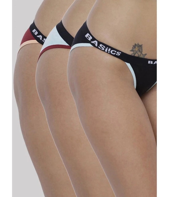 BASIICS By La Intimo - Multicolor BCPBR090C Cotton Lycra Solid Womens No Panty Line ( Pack of 3 ) - None