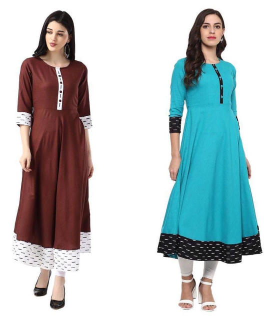 Estela - Multicolor Cotton Blend Womens Flared Kurti ( Pack of 2 ) - XXL