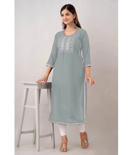 Kapadia - Grey Rayon Womens Straight Kurti ( Pack of 1 ) - None