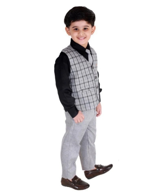 Fourfolds - Black Cotton Blend Boys Shirt & Pants ( Pack of 1 ) - None