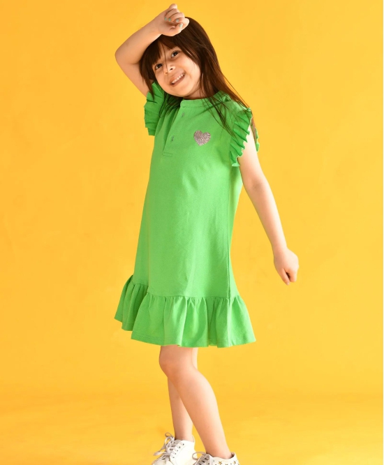 SUMMER GREEN GIRLS HEART DRESS - GREEN-10-12 YEARS / 1N / GREEN