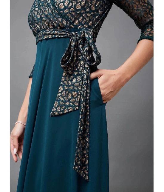 Miss Chase Georgette Printed Full Length Womens Wrap Dress - Teal ( Pack of 1 ) - None