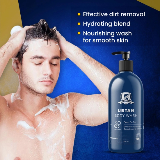 Sulphate Free Deep De-Tan Ubtan Body Wash Enriched With Sandalwood & Turmeric, Removes Dirt and Nourishes Skin (250 ML)