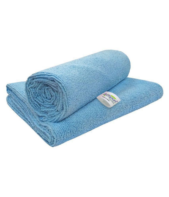 SOFTSPUN Microfiber Cleaning Cloths, 2pcs 40x40cms 340GSM Sky Blue! Highly Absorbent, Lint and Streak Free, Multi -Purpose Wash Cloth for Kitchen, Car, Window, Stainless Steel, silverware.