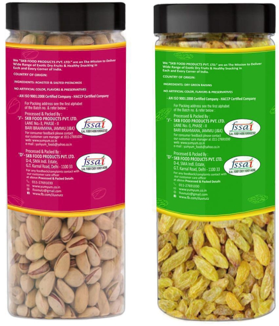 YUM YUM Premium Dry Fruits Combo Pack 300 g (Pistachios 150g & Raisins 150 g)