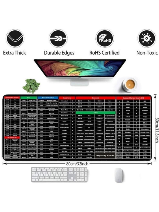 Bhavyta Anti-Slip Keyboard Pad DeskMat Wood Polish Block Foam Office Softwre Shortcut Pattern Mouse Pad 100 g