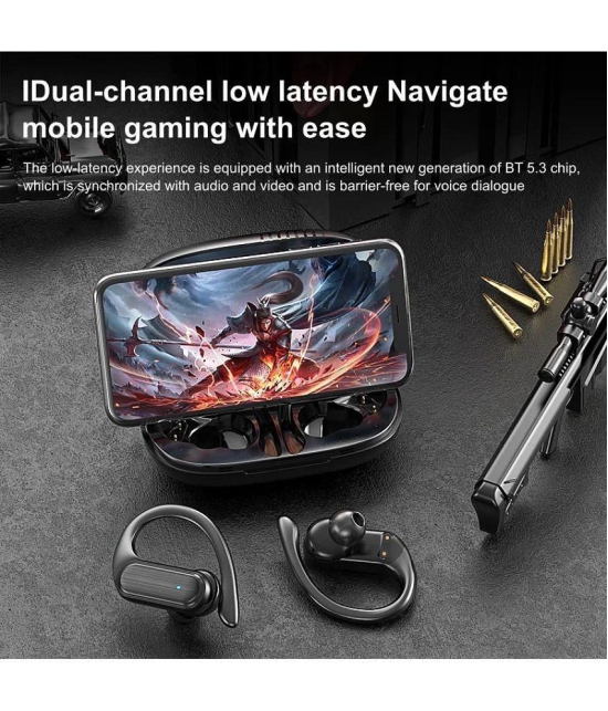 Life Like Earhook TWS V5.3 In Ear Bluetooth Earphone 8 Hours Playback Bluetooth IPX4(Splash Proof) Auto pairing -Bluetooth Black