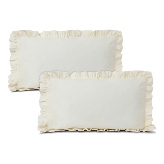 Frill 100% Cotton Bed Pillow Cover | Set of 2 Pista