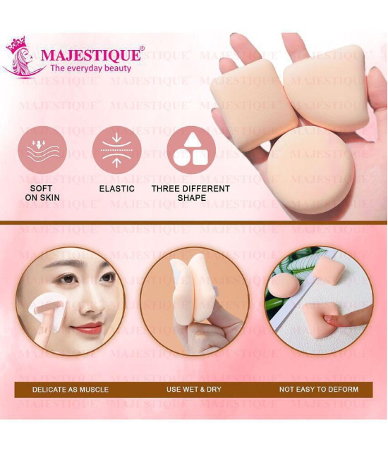 Majestique Makeup Sponge and Brush Set, Sponges with Lip and Eyeshadow Brushes, 5 Pcs