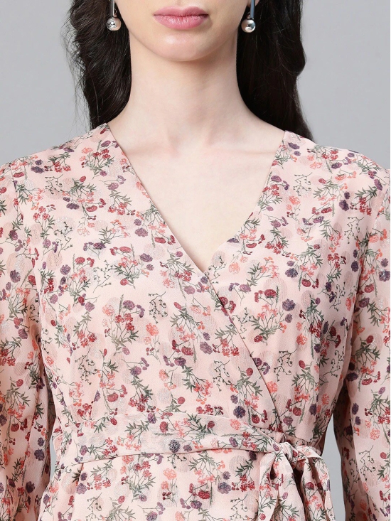 Oxolloxo Floral Printed Ruffled Wrap Top