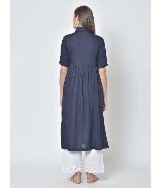 Pistaa - Navy Viscose Womens Flared Kurti ( Pack of 1 ) - None