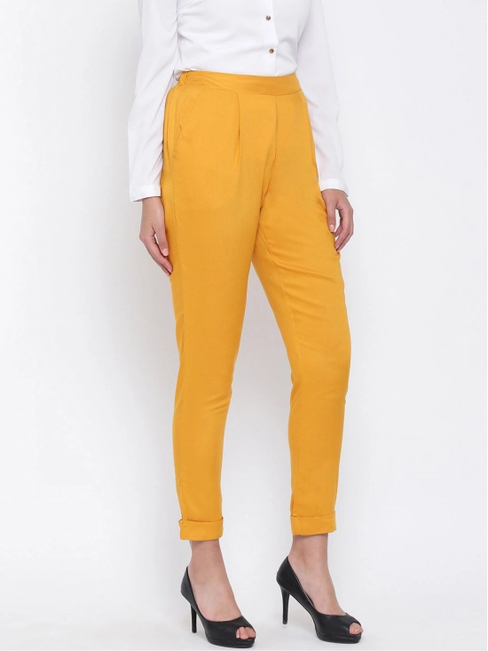 Oxolloxo Women Yellow Regular Fit Solid Trousers