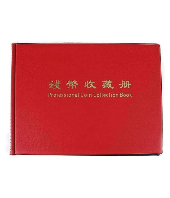 House of Quirk 240 Pockets Coin Holder Collection Coin Storage Album Book for Collectors, Money Penny Pocket - Red